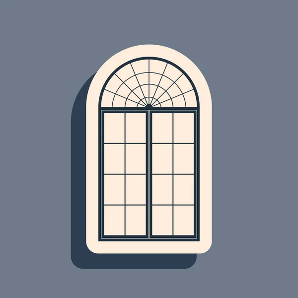 Fekete ablak ikon elszigetelt szürke háttér. Hosszú árnyék stílus. Vektorillusztráció — Stock Vector