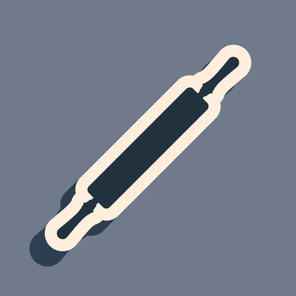 Fekete Rolling pin ikon elszigetelt szürke háttér. Hosszú árnyék stílus. Vektorillusztráció — Stock Vector