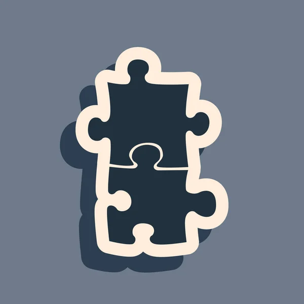 Czarny Kawałek ikony puzzle izolowane na szarym tle. Biznes, marketing, finanse, szablon, układ, infografiki, koncepcja internetu. Długi styl cienia. Ilustracja wektora — Wektor stockowy