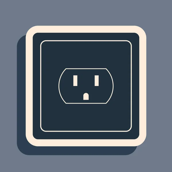 Black Electrical outlet az USA ikon elszigetelt szürke háttér. A konnektor. Hosszú árnyék stílus. Vektorillusztráció — Stock Vector