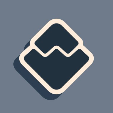 Siyah Kripto Para Bozukluğu gri arka planda izole edilmiş bir ikon dalgasıdır. Madeni para. Dijital para birimi. Altcoin sembolü. Engelleme zinciri tabanlı şifreli para birimi. Uzun gölge tarzı. Vektör İllüstrasyonu