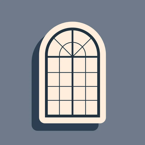 Fekete íves ablak ikon elszigetelt szürke háttér. Hosszú árnyék stílus. Vektorillusztráció — Stock Vector