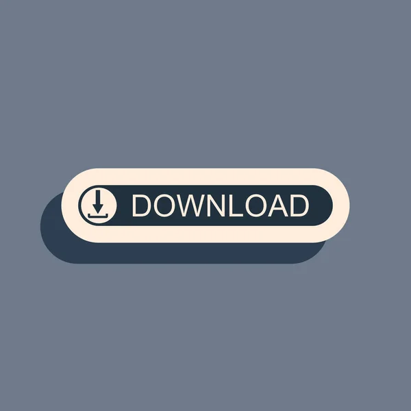 Black Download button with arrow icon isolated on grey background. Upload button. Load symbol. Long shadow style. Vector Illustration — Stock Vector