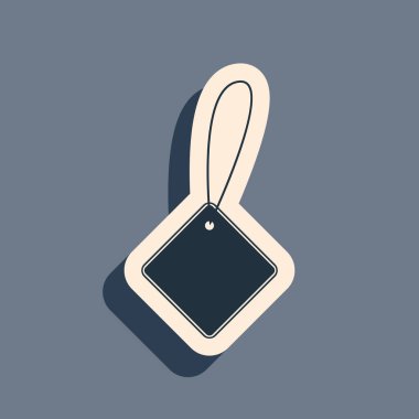 Gri arkaplanda siyah boş etiket fiyat etiketi simgesi izole edildi. Boş alışveriş indirimi etiketi. Şablon indirimli afiş. Uzun gölge tarzı. Vektör İllüstrasyonu