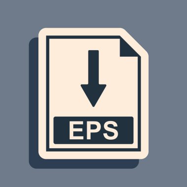 Siyah EPS dosya simgesi. Gri arkaplanda EPS düğmesi simgesi indir. Uzun gölge tarzı. Vektör İllüstrasyonu