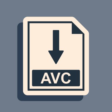 Siyah AVC dosya simgesi. Gri arkaplanda AVC düğmesi simgesi indir. Uzun gölge tarzı. Vektör İllüstrasyonu