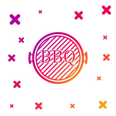Renkli Barbekü Izgara simgesi beyaz arkaplanda izole edildi. Barbekü ızgarasının üst görüntüsü. Kademeli rastgele dinamik şekiller. Vektör İllüstrasyonu