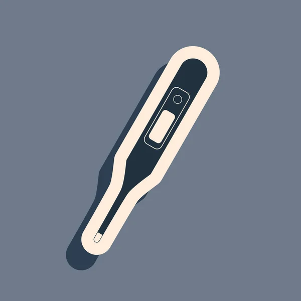 Μαύρο Ιατρικό Ψηφιακό Θερμόμετρο Για Ιατρική Εξέταση Εικονίδιο Απομονώνονται Γκρι — Διανυσματικό Αρχείο