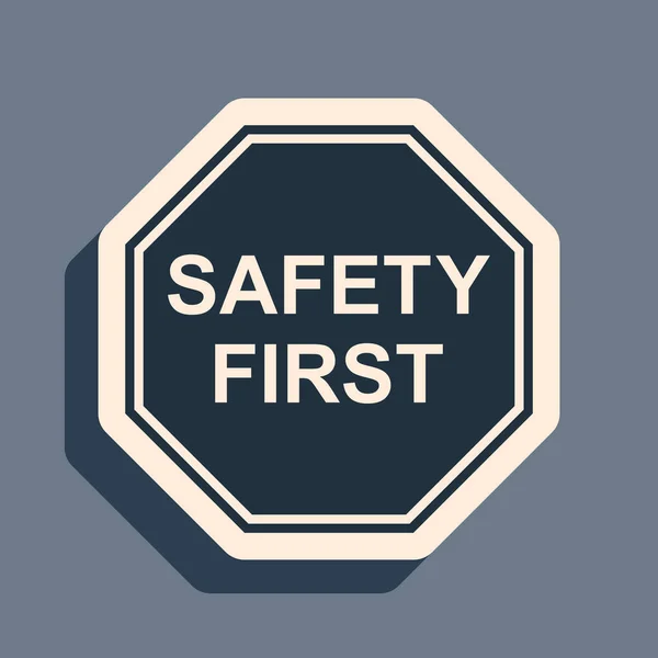 Black Safety Première Icône Octogonale Isolée Sur Fond Gris Style — Image vectorielle
