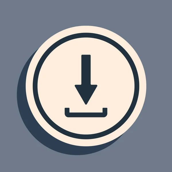 Icono Descarga Negro Aislado Sobre Fondo Gris Sube Botón Símbolo — Vector de stock