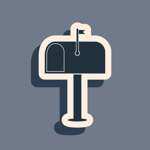 Ikona Černé Schránky Izolované Šedém Pozadí Ikona Poštovní Schránky Poštovní — Stockový vektor