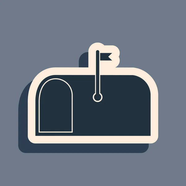 Boîte Aux Lettres Noire Icône Isolée Sur Fond Gris Icône — Image vectorielle