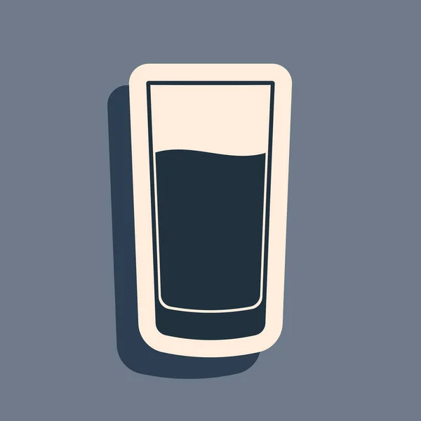 Gri Zemin Üzerinde Ikonu Olan Siyah Cam Soda Bardağı Uzun — Stok Vektör