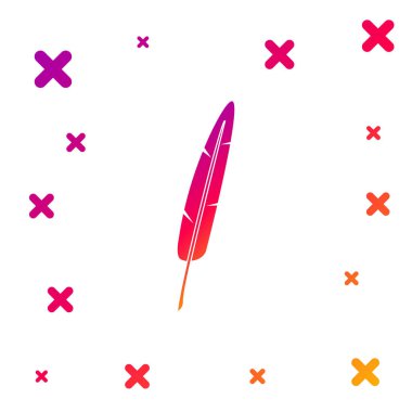 Beyaz arkaplanda Renk Tüy kalem simgesi izole edildi. Kademeli rastgele dinamik şekiller. Vektör İllüstrasyonu