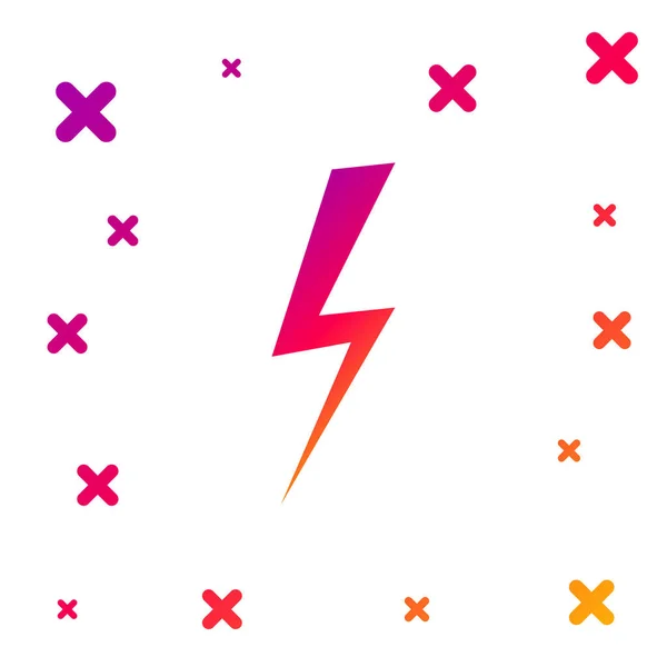 Kleur Lightning bout pictogram geïsoleerd op witte achtergrond. Flash icoon. Laad flash icoon op. Een bliksemschicht. Verlichtingsstaking. Gradiënt willekeurige dynamische vormen. Vector Illustratie — Stockvector