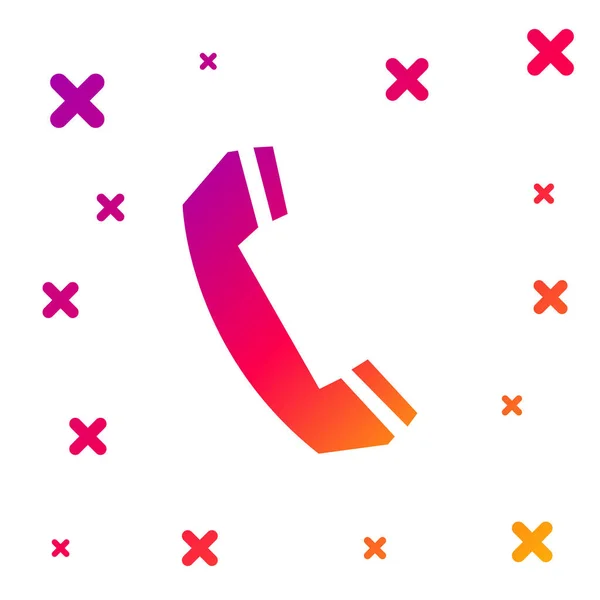 Color Telephone handset icon isolated on white background. Phone sign. Call support center symbol. Communication technology. Gradient random dynamic shapes. Vector Illustration — Stock Vector