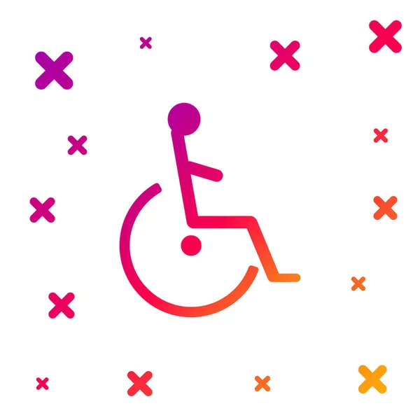สีไอคอนของคนพิการถูกแยกจากพื้นหลังสีขาว ป้ายคนพิการรถเข็น รูปร่างแบบไดนามิกแบบสุ่ม ภาพวาดเวกเตอร์ — ภาพเวกเตอร์สต็อก