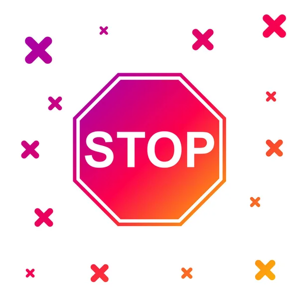Ícone de sinal Color Stop isolado no fundo branco. Símbolo de paragem de aviso regulamentar de trânsito. Gradiente formas dinâmicas aleatórias. Ilustração vetorial — Vetor de Stock