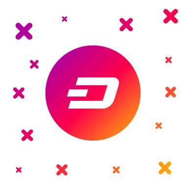 Renkli Kripto Para Dash simgesi beyaz arkaplanda izole edildi. Madeni para. Dijital para birimi. Altcoin sembolü. Engelleme zinciri tabanlı şifreli para birimi. Vektör İllüstrasyonu