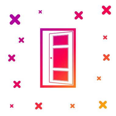 Renk Açık kapı simgesi beyaz arkaplanda izole edildi. Kademeli rastgele dinamik şekiller. Vektör İllüstrasyonu