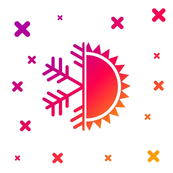 Barva Horký Studený Symbol Ikona Slunce Sněhové Vločky Izolované Bílém — Stockový vektor