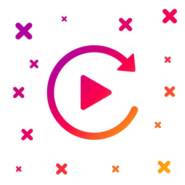 Beyaz arkaplanda izole edilmiş basit yeniden oynatma simgesi gibi renkli video oynatma düğmesi. Kademeli rastgele dinamik şekiller. Vektör İllüstrasyonu