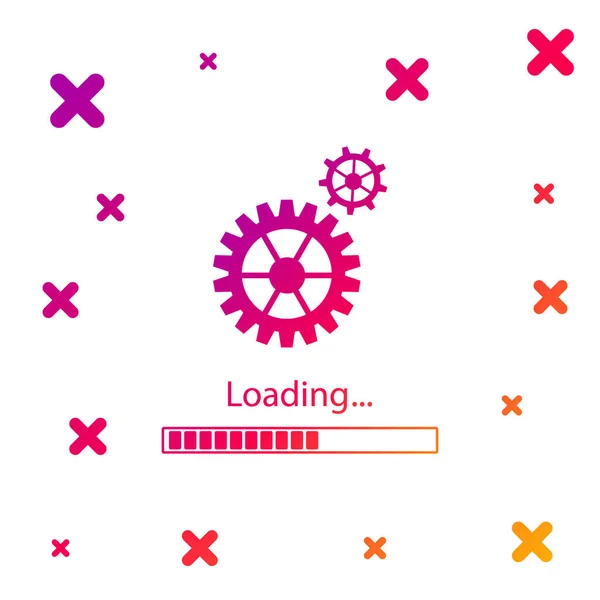 Color Loading Gear Icon Isolated White Background Progress Bar Icon — Stock Vector