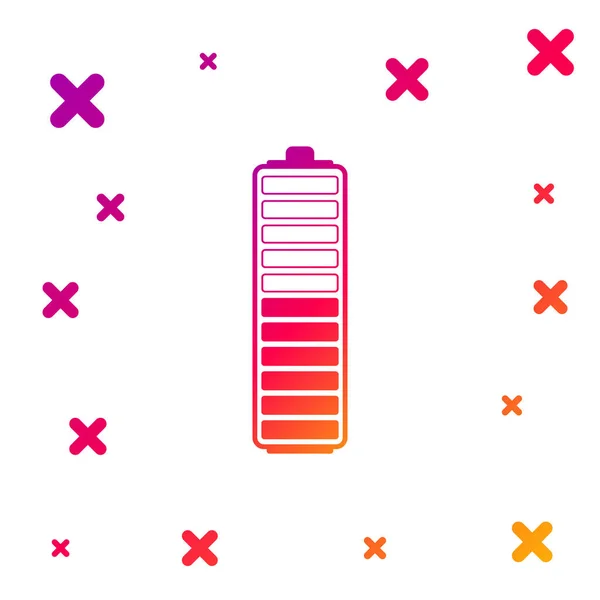 Kleur Batterij Laadniveau Indicator Pictogram Geïsoleerd Witte Achtergrond Batterij Opladen — Stockvector