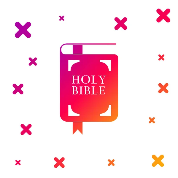 Barva Bible Svatá Ikona Knihy Izolované Bílém Pozadí Přechod Náhodných — Stockový vektor