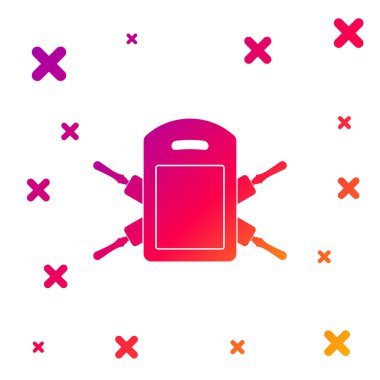 Renk kesme tahtası ve merdane simgesi beyaz arkaplanda izole edildi. Mutfak gereçleri ve ekipmanları. Kademeli rastgele dinamik şekiller. Vektör İllüstrasyonu