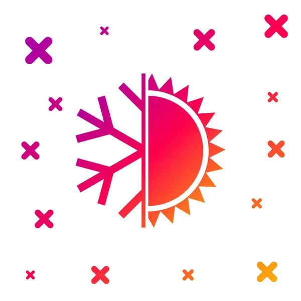 Barva Horký Studený Symbol Ikona Slunce Sněhové Vločky Izolované Bílém — Stockový vektor
