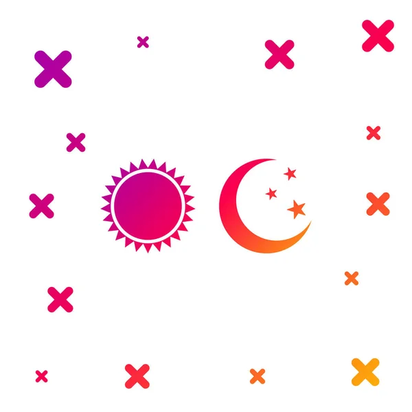 Barevné Slunce Měsíc Ikona Izolované Bílém Pozadí Počasí Dne Noci — Stockový vektor
