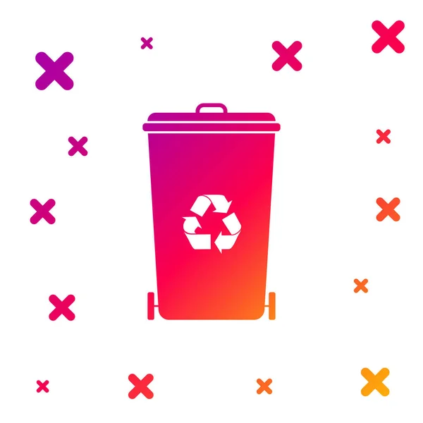 颜色回收箱与回收符号图标隔离在白色背景 垃圾可以图标 垃圾箱标志 回收篮图标 渐变的随机动态形状 病媒图解 — 图库矢量图片