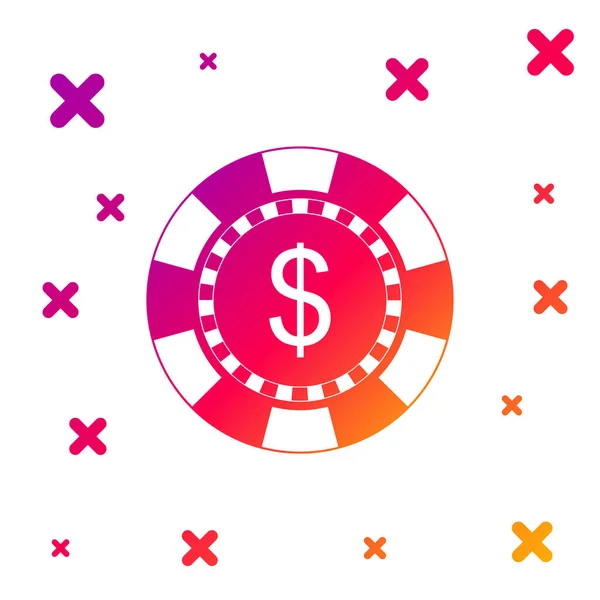 Color Casino Chip Símbolo Dólar Icono Aislado Sobre Fondo Blanco — Vector de stock