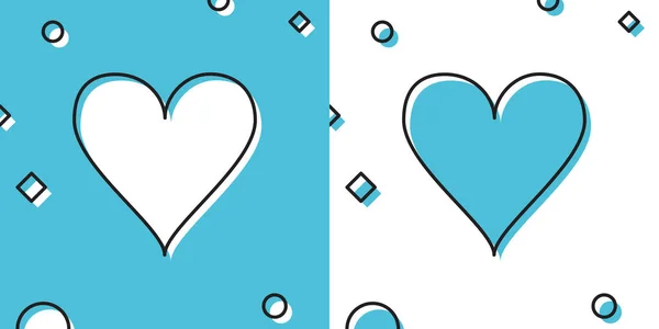 Icono Corazón Negro Aislado Sobre Fondo Azul Blanco Símbolo Amor — Vector de stock