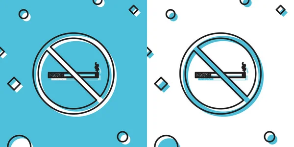 Zwart Rookvrij Pictogram Geïsoleerd Blauwe Witte Achtergrond Sigarettensymbool Willekeurige Dynamische — Stockvector