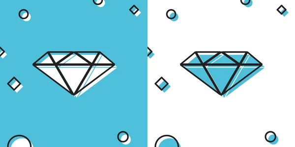 蓝色和白色背景隔离的黑色钻石图标 珠宝的象征 宝石宝石 随机动态形状 病媒图解 — 图库矢量图片