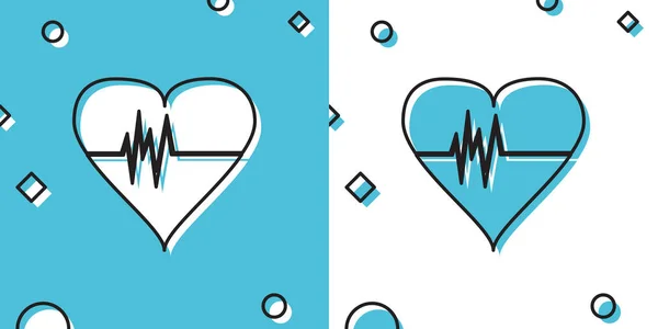 Μαύρο Εικονίδιο Καρδιακού Ρυθμού Απομονωμένο Μπλε Και Άσπρο Φόντο Σημάδι — Διανυσματικό Αρχείο