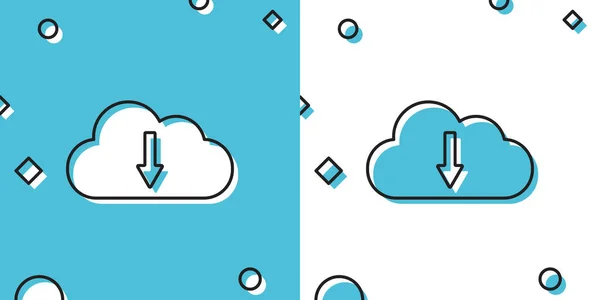 Black Cloud Icône Téléchargement Isolé Sur Fond Bleu Blanc Formes — Image vectorielle