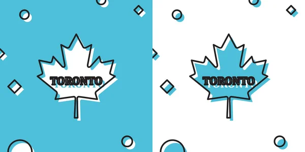 Svart Kanadensisk Lönnlöv Med Stadens Namn Toronto Ikon Isolerad Blå — Stock vektor