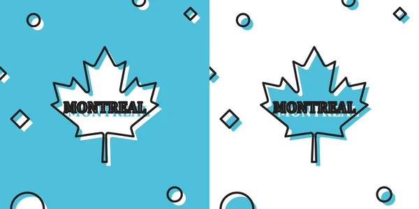 Schwarzes Kanadisches Ahornblatt Mit Dem Symbol Der Stadt Montreal Auf — Stockvektor