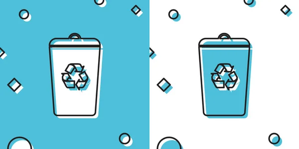 Cubo Reciclaje Negro Con Icono Símbolo Reciclaje Aislado Sobre Fondo — Vector de stock