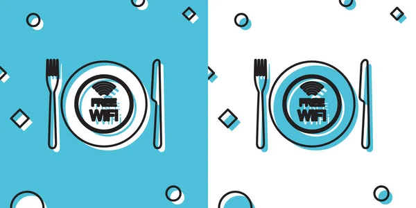 Black Restaurant Free Zóna Ikona Izolované Modrém Bílém Pozadí Talíř — Stockový vektor