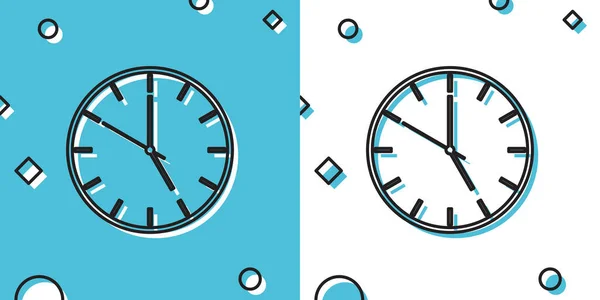 Ícone Relógio Preto Isolado Fundo Azul Branco Símbolo Temporal Formas — Vetor de Stock
