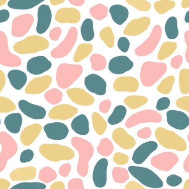 Minimalist İskandinav tarzı, karalama tarzında taşları olan pürüzsüz bir şekil. Tekstil ve duvar kağıtları için yüzey tasarımı.