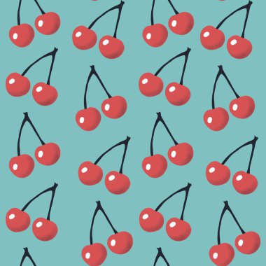 Mavi arka planda kirazsız desen. Basit tekstil tasarımı.