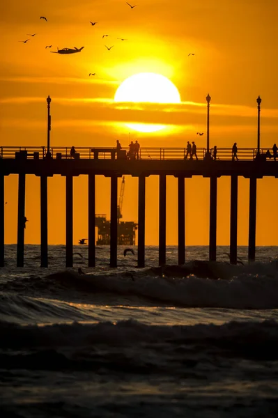 Pier op Hunrington strand — Stockfoto