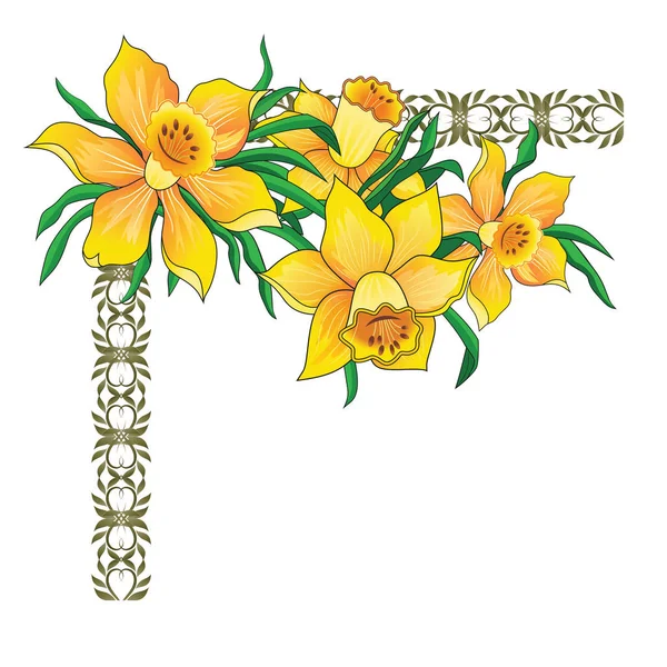 Vektör grafik resim çiçek Nergis, kompozisyon