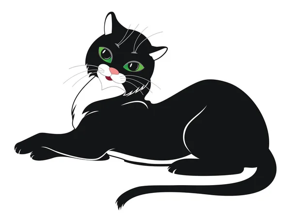 Vektör grafik resim, resimde siyah kedi yeşil gözlü