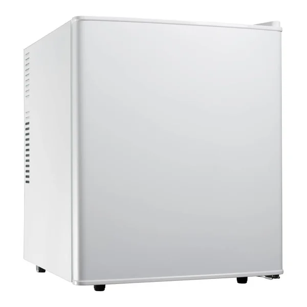 Pequeno refrigerador branco com porta fechada — Fotografia de Stock